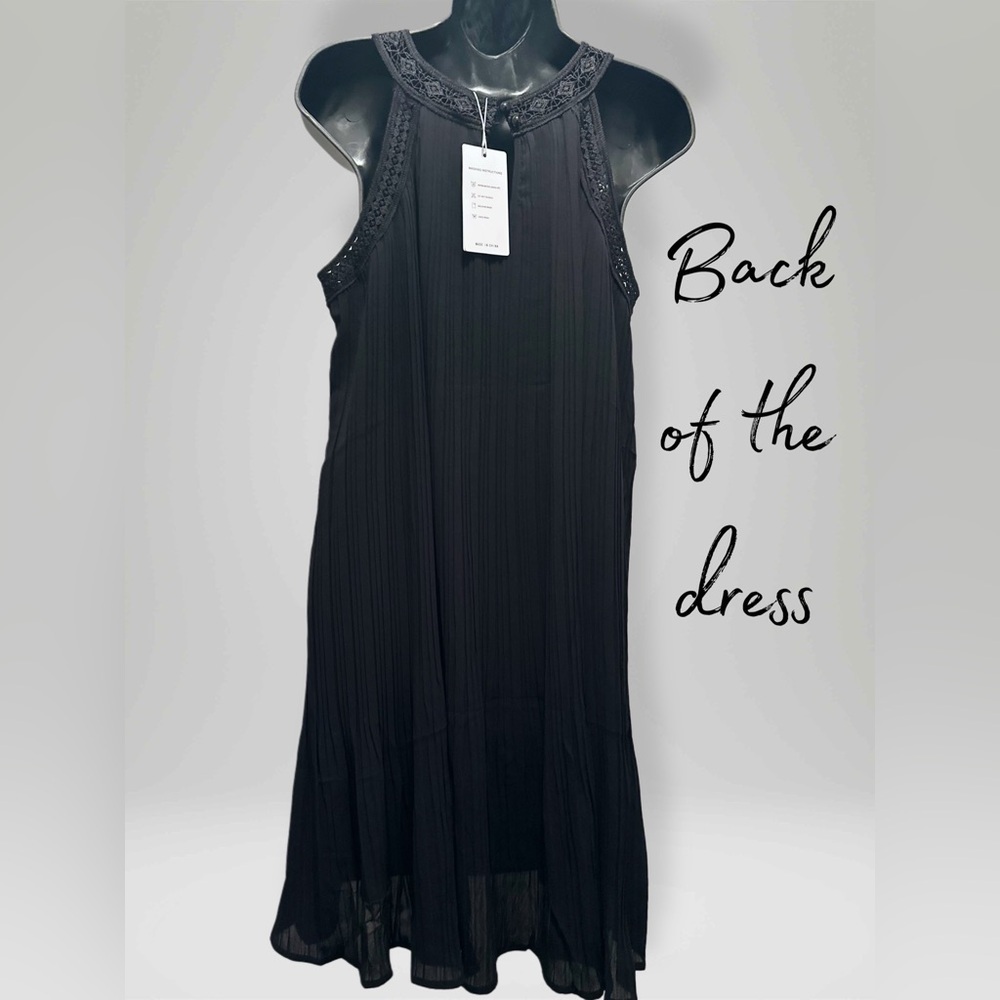 NWT Zesica Women’s Pleated A Line Halter Chiffon Mini Dress Color Black Size M - Picture 4 of 6